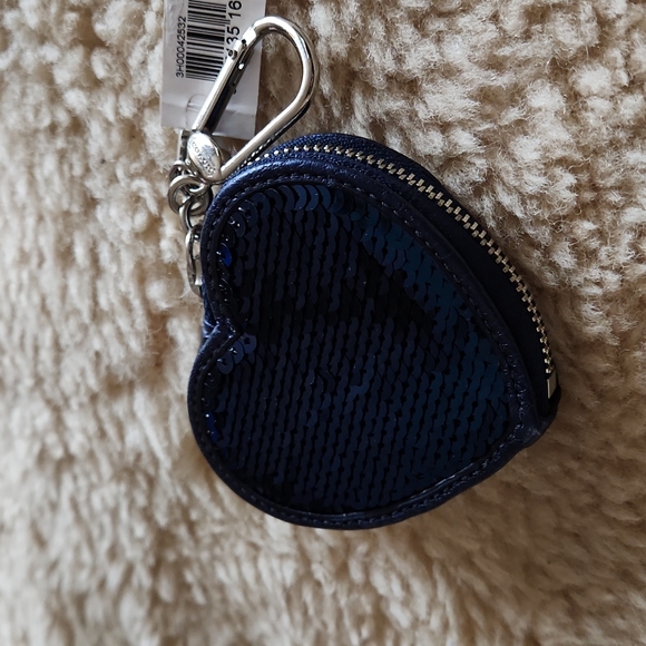 NWT Coach Blue Pop Sequin Heart Key Ring or Bag Tag ๐ - Picture 9 of 13
